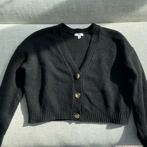 Black Cropped Sweater Cardigan